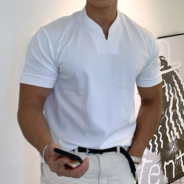 Gentleman business pocket short-sleeved fitness T-shirt