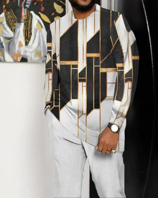 Men's Casual Color Blocking Long Sleeve Walking Suit-027