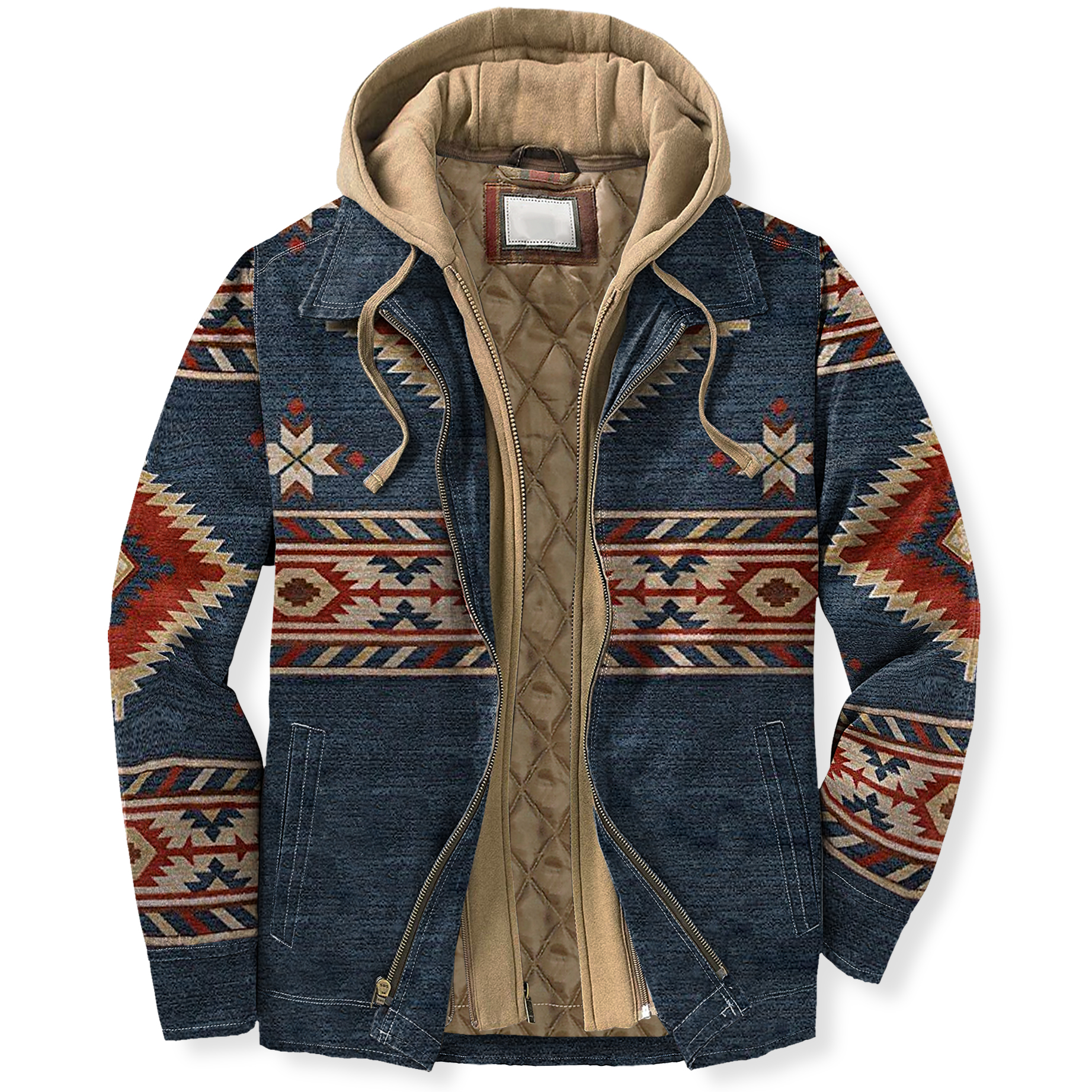Men's Autumn & Winter Outdoor Casual Ethnic Print Hooded Jacket