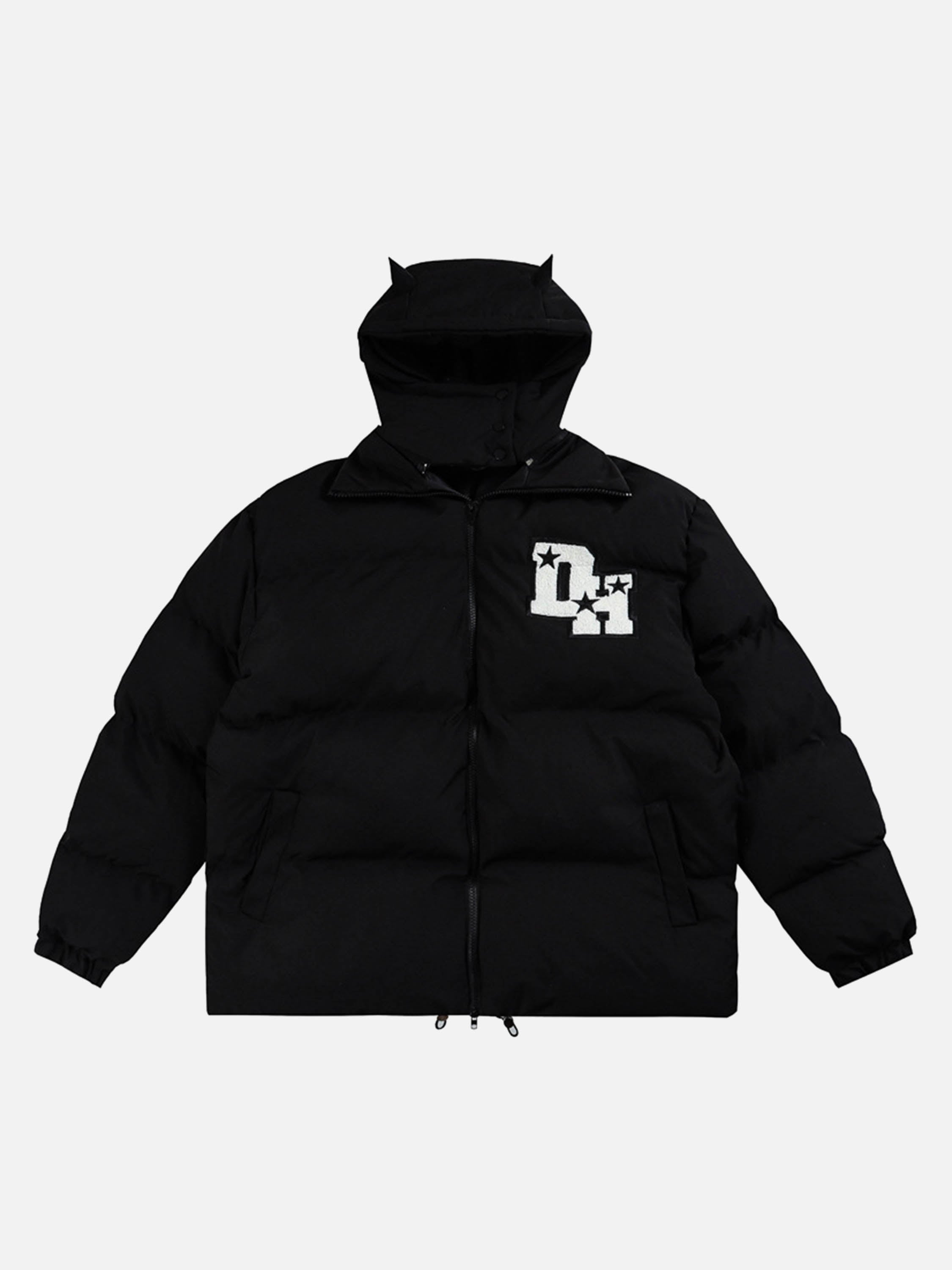 The Vimiaparty American Retro Little Devil Hooded Stand Collar Bread Suit Loose Down Jacket