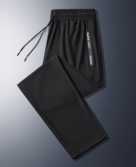 Men Solid Drawstring Zip Up Pocket Sports Pants